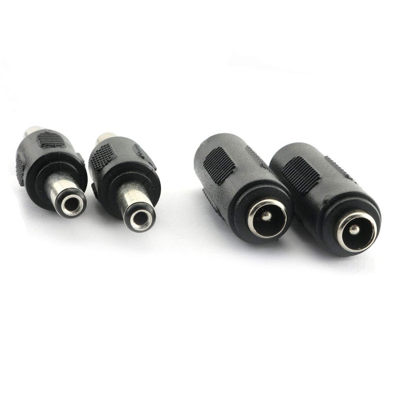 RLECS 2pcs DC 5.5x2.1mm Male to Male Power Plug Connector & 2pcs DC 5.5x2.1mm Female to Female Power Jack Connector Adapter for CCTV - Image 4